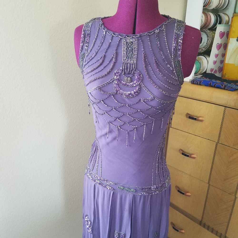Purple Sue Wong Beaded Flapper Dress